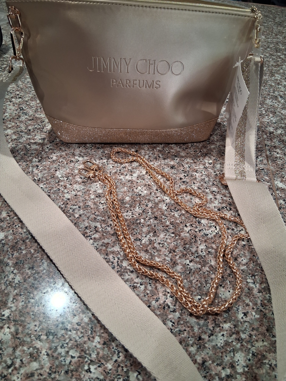Jimmy Choo GWP Gold Crossbody Bag.